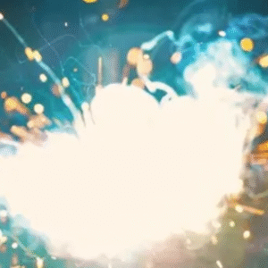 Bright explosion with flying sparks captured in a dark setting, symbolizing conflict or high-impact destruction.