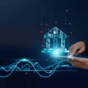 A man showing that a bank is now on our phone.