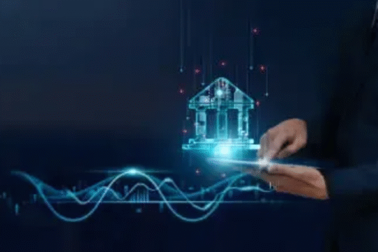 A man showing that a bank is now on our phone.