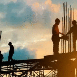 people are making a home together in the evening time .