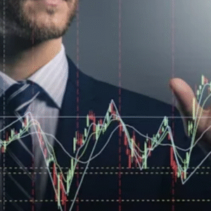 A young man standing confidently in an urban setting wearing stylish streetwear, with modern buildings and a clear sky in the background.