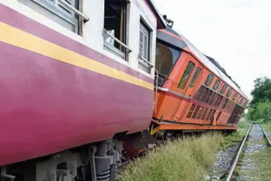 Train derailment on railway tracks
