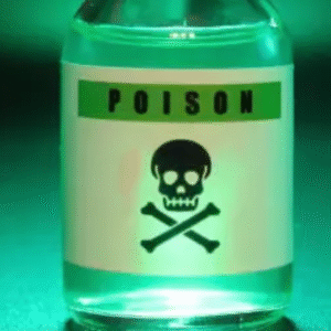 "Poison bottle with a skull symbol on the label