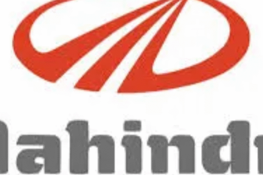 Mahindra company logo featuring a red stylized 'M' and grey text