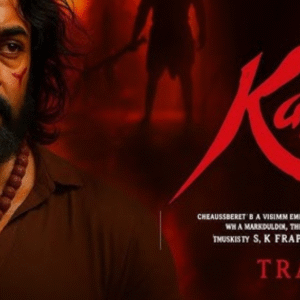 Intense movie poster featuring a man with a beard and red markings.