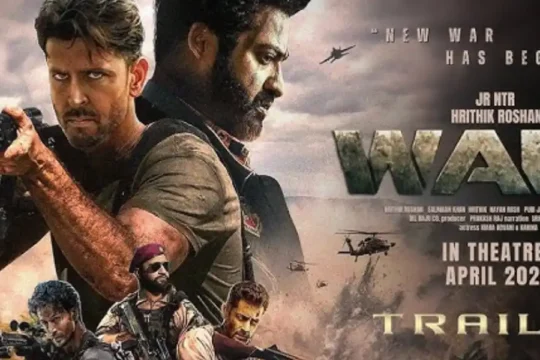 Action-packed movie poster for "WAR II" featuring Hrithik Roshan and Jr NTR.