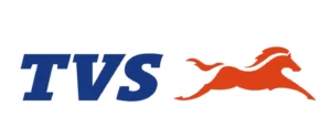 The TVS logo in blue text next to a leaping orange horse emblem.