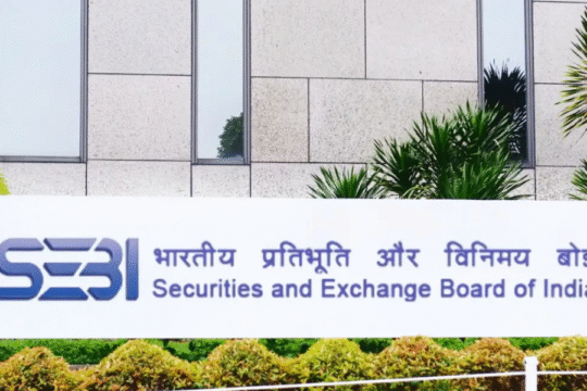 A sign displaying the Securities and Exchange Board of India (SEBI) logo and name.