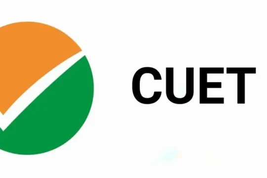 The CUET logo featuring an orange and green circle with a white checkmark, next to the bold black text "CUET."