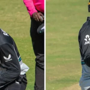 A split image showing a cricketer bowling on the left and another with a bat on the right.