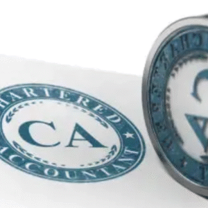 Chartered Accountant seal stamp on official document.