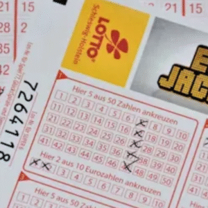 EuroJackpot lottery ticket with selected numbers and markings