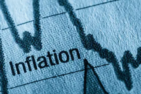 Line graph showing inflation trends with the word “Inflation” highlighted