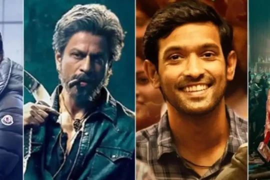 A four-panel image with movie posters