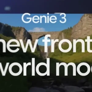 A screenshot of a presentation slide for "Genie 3" with the text "A new frontier for world models.