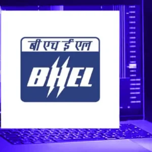 A laptop screen displays the BHEL (Bharat Heavy Electricals Limited) logo.