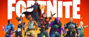 Fortnite characters, including Doctor Strange, posing in a promotional image.